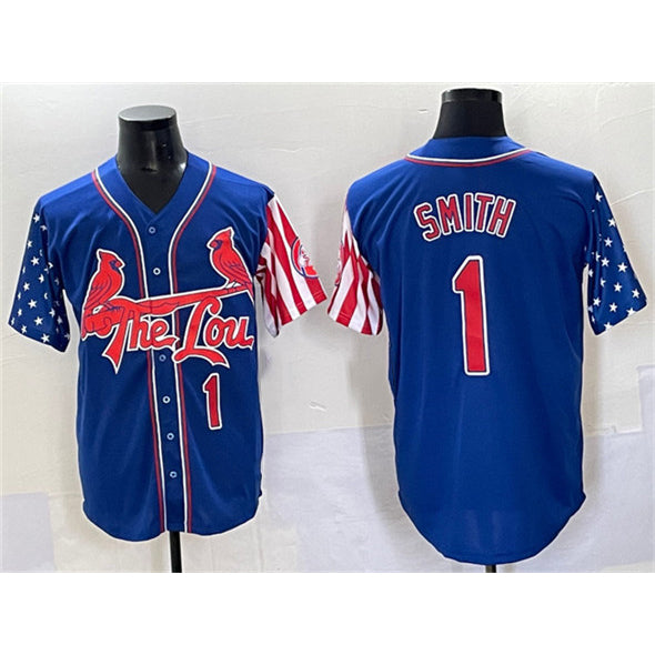 St. Louis Cardinals #1 Ozzie Smith Royal MWATKINS Independence Day Vapor Premier Limited Stitched Jersey