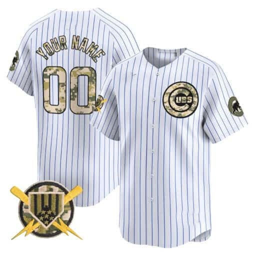Custom Chicago Cubs Armed Forces Day Vapor Premier Limited Jersey ¨C White MWATKINS