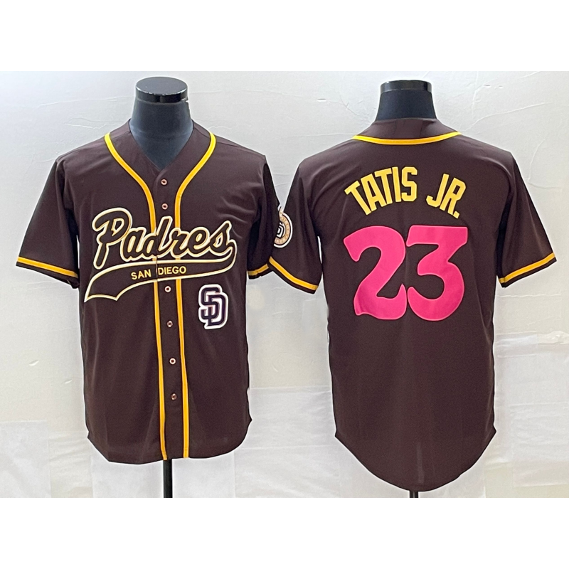 San Diego Padres #23 Fernando Tatis Jr Brown MWATKINS NEW 2023 City Connect Cool Base Stitched Jersey