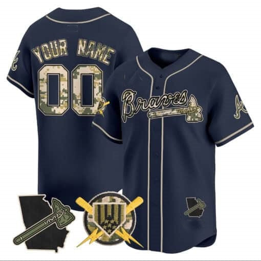 Custom Atlanta Braves Armed Forces Day Vapor Premier Limited Jersey ¨C Navy MWATKINS