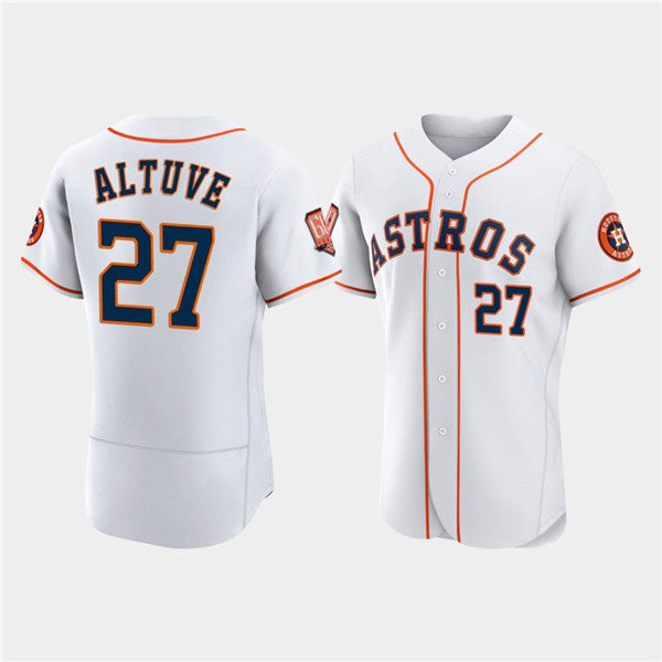 Houston Astros #27 Jose Altuve White MWATKINS 60th Anniversary Flex Base Stitched Jersey
