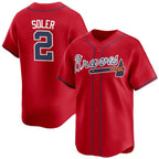 Atlanta Braves #2 Jorge Soler Red MWATKINS 2024 Alternate Limited Stitched Jersey