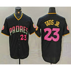 San Diego Padres #23 Fernando Tatis Jr Number Black MWATKINS 20th Anniversary Cool Base Stitched Jersey