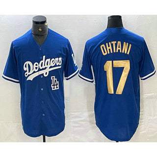 Los Angeles Dodgers #17 Shohei Ohtani Blue Gold MWATKINS Stitched Cool Base Jerseys