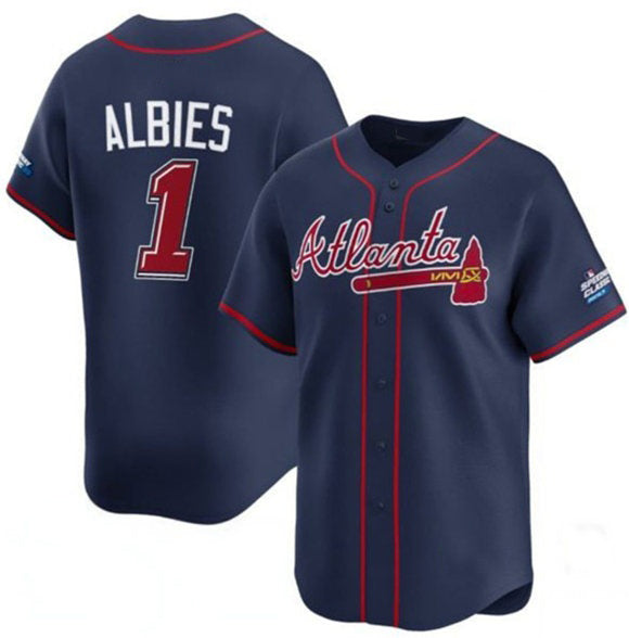 Atlanta Braves #1 Ozzie Albies Navy MWATKINS 2025 Speedway Classic Alternate Limited Stitched Jersey