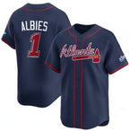 Atlanta Braves #1 Ozzie Albies Navy MWATKINS 2025 Speedway Classic Alternate Limited Stitched Jersey