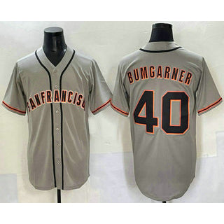 San Francisco Giants #40 Madison Bumgarner Grey MWATKINS Cool Base Stitched Jersey