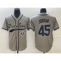 Chicago White Sox #45 Michael Jordan Grey MWATKINS Cool Base Stitched Jersey 2