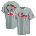 Philadelphia Phillies #12 Kyle Schwarber USA 250 Fourth of July Road Stadium Jersey - Gray MWATKINS
