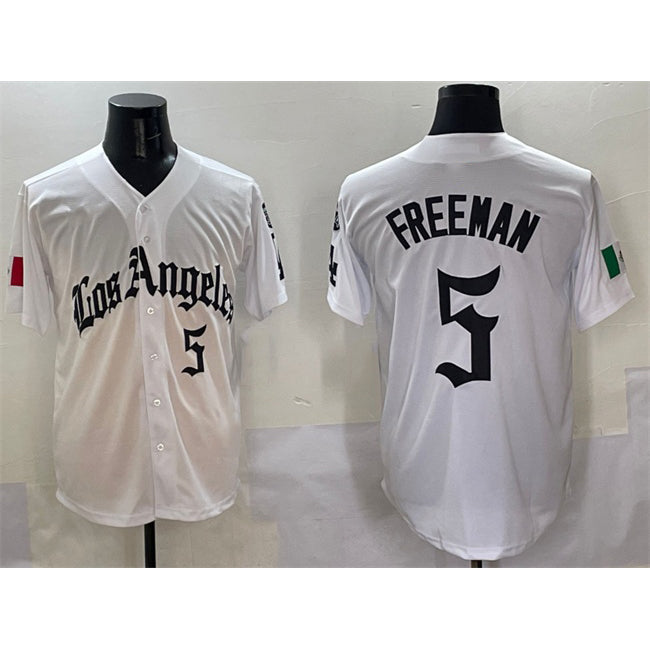Los Angeles Dodgers #5 Freddie Freeman White MWATKINS Mexico 2025 LA Gothic Style With Fernando Patch Vapor Premier Limited Stitched Jersey