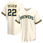 Milwaukee Brewers #22 Christian Yelich White MWATKINS Home Replica Jersey