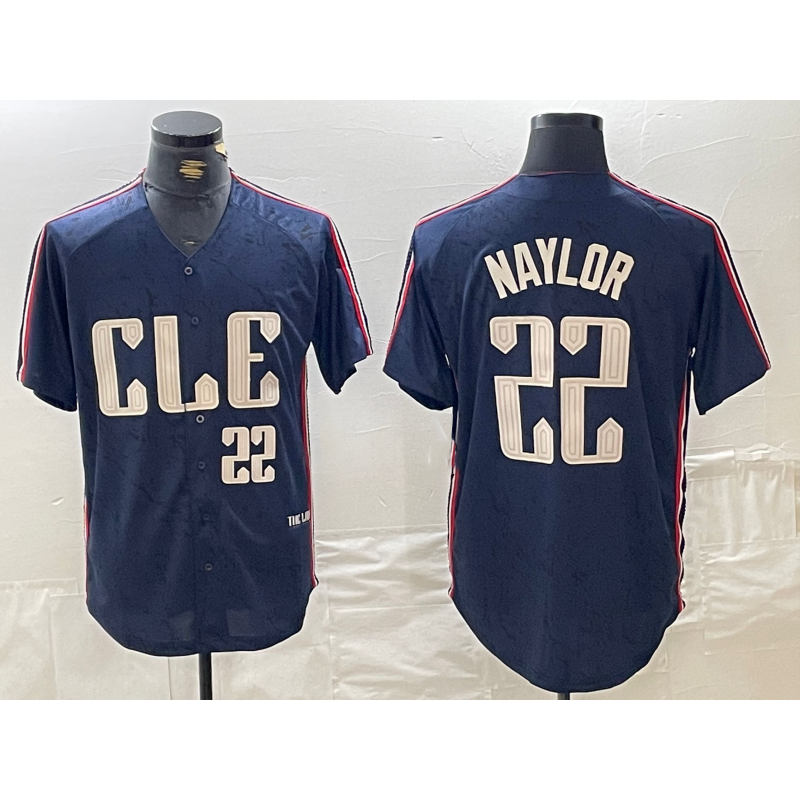 Cleveland Guardians #22 Josh Naylor Number Navy MWATKINS 2024 City Connect Limited Stitched Jersey