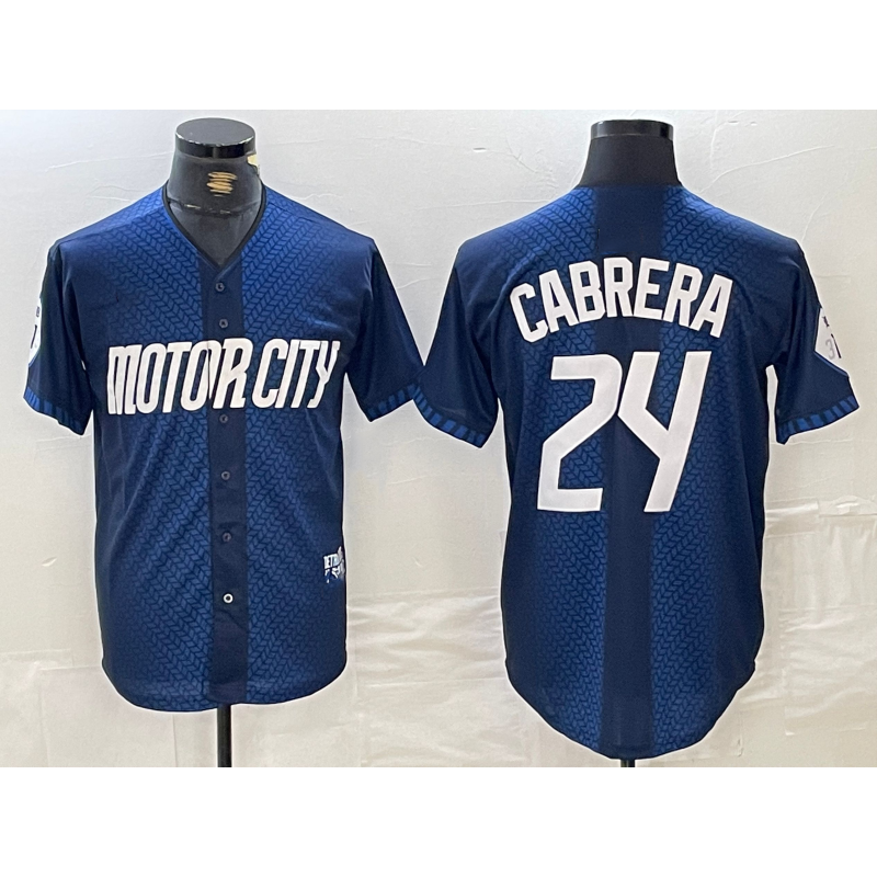 Detroit Tigers #24 Miguel Cabrera Navy MWATKINS 2024 City Connect Cool Base Limited Stitched Jersey