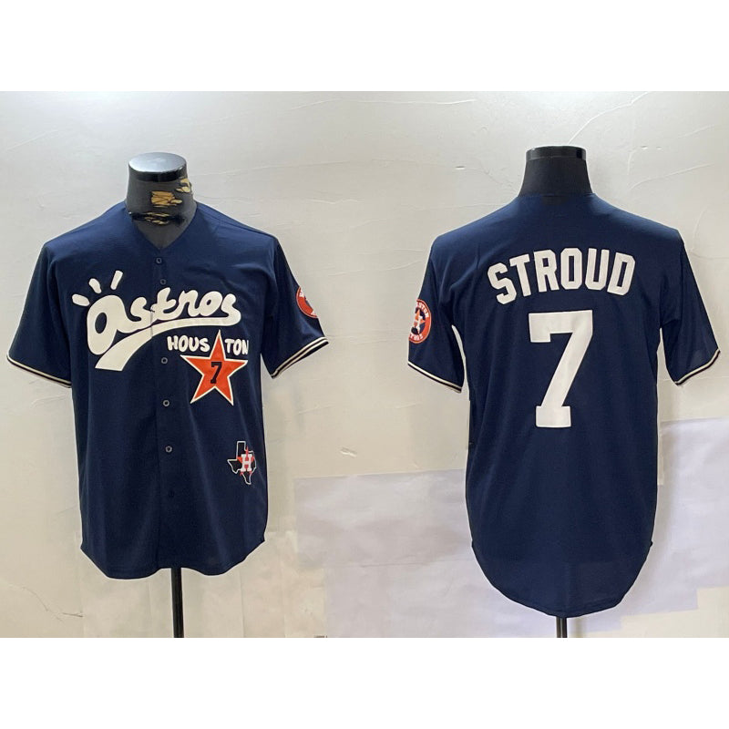 Houston Astros #7 CJ Stroud Navy MWATKINS Cactus Jack Vapor Premier Stitched Jersey