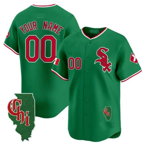 Custom Chicago White Sox Mexico Vapor Premier Limited Jersey ¨C Illinois Patch ¨C Green MWATKINS
