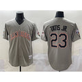 San Diego Padres #23 Fernando Tatis Jr. Gray MWATKINS Fashion Throwback With Patch Cool Base Stitched Jersey