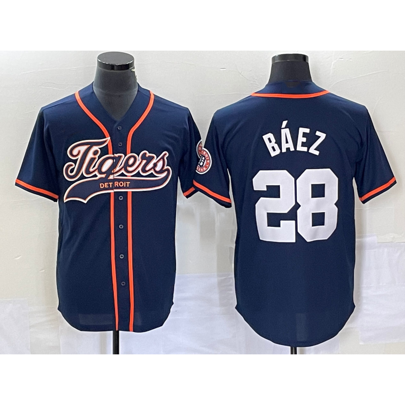 Detroit Tigers #28 Javier B¨¢ez Navy MWATKINS Cool Base Stitched Jersey