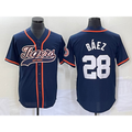 Detroit Tigers #28 Javier B¨¢ez Navy MWATKINS Cool Base Stitched Jersey