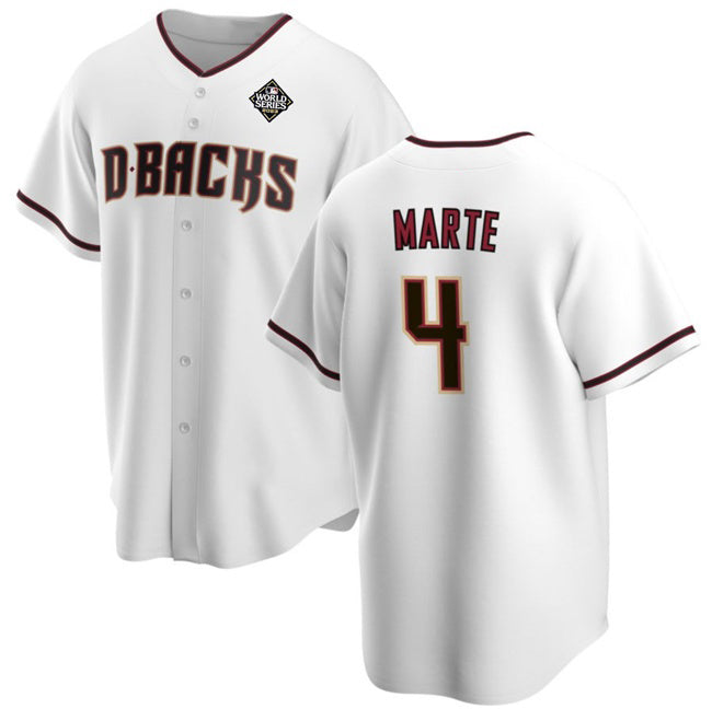 Arizona Diamondbacks #4 Ketel Marte White MWATKINS 2023 World Series Cool Base Stitched Jersey