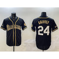 Seattle Mariners #24 Ken Griffey Jr. Black Gold MWATKINS Cool Base Stitched Jersey