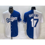 Los Angeles Dodgers #17 Shohei Ohtani White Blue MWATKINS Two Tone Stitched Jerseys