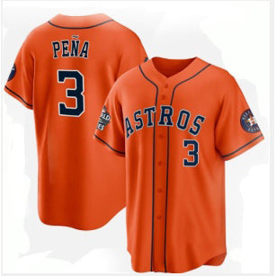 Houston Astros #3 Jeremy Pe?a Orange MWATKINS 2022 World Series Home Stitched Jersey