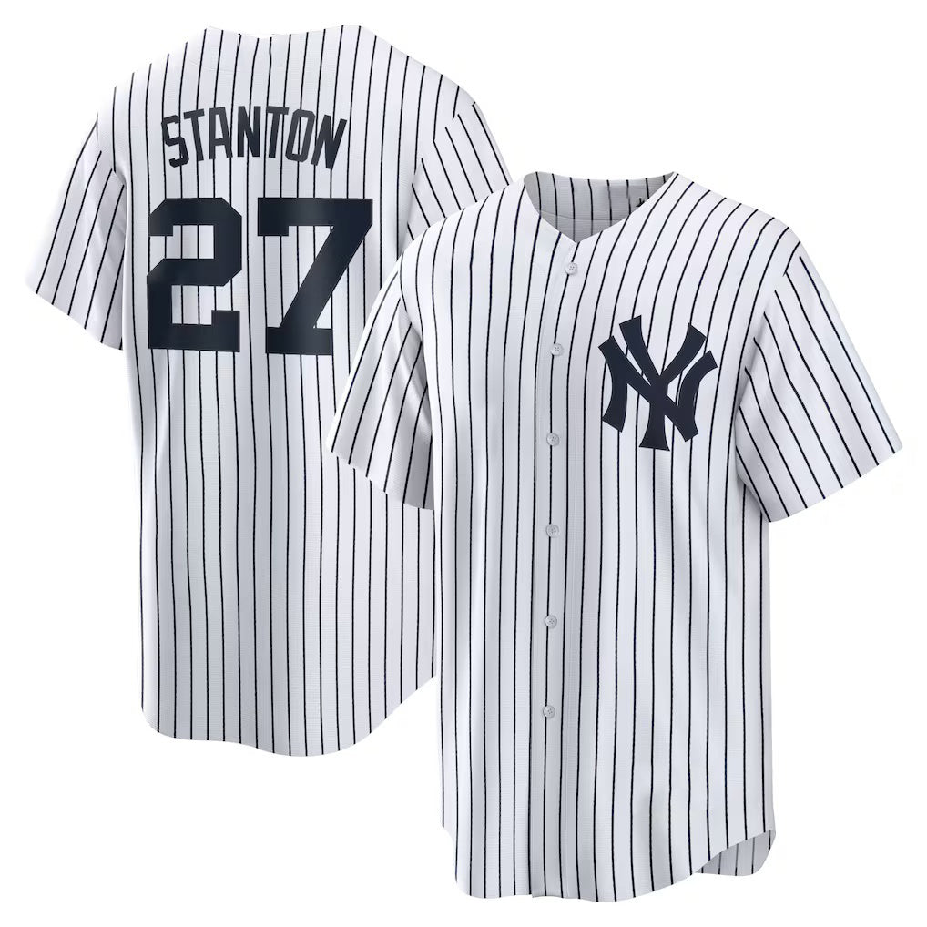 New York Yankees #27 Giancarlo Stanton White MWATKINS Home Replica Player Name Jersey