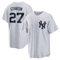 New York Yankees #27 Giancarlo Stanton White MWATKINS Home Replica Player Name Jersey