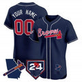 Custom Atlanta Braves 2024 Spring Training & Georgia Patch Vapor Premier Elite Jersey ¨CNavy MWATKINS