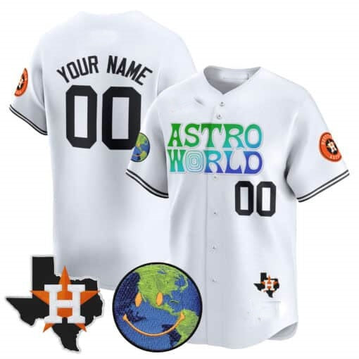 Custom Houston Astros Cactus Jack Astro World Vapor Premier Limited Jersey ¨C White MWATKINS