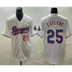Texas Rangers #25 Jose Leclerc Number White MWATKINS 2024 Gold Collection Limited Cool Base Jersey 2