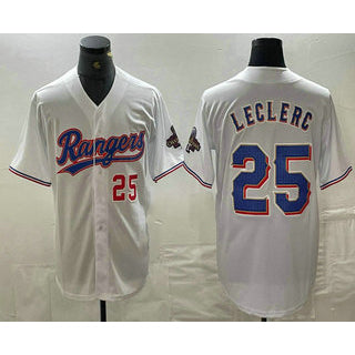 Texas Rangers #25 Jose Leclerc Number White MWATKINS 2024 Gold Collection Limited Cool Base Jersey 2