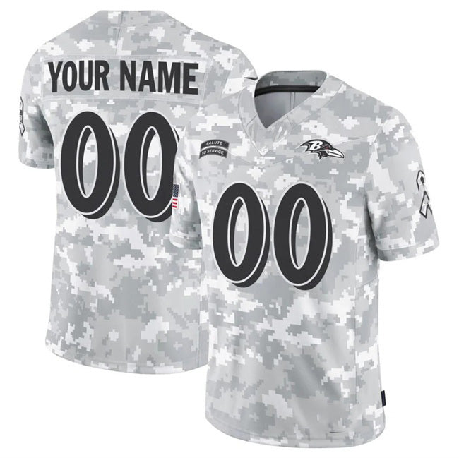 Custom B.Ravens Active Player 2024 F.U.S.E Arctic Camo MWATKINS Salute To Service Limited Stitched Football Jersey