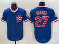 Chicago Cubs #27 Seiya Suzuki Royal MWATKINS 150th Anniversary Throwback Vapor Limited Stitched Jersey