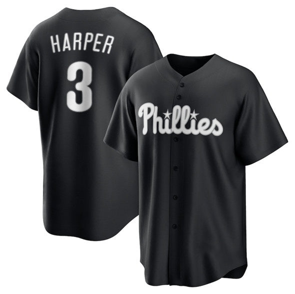 Philadelphia Phillies #3 Bryce Harper Black MWATKINS Lights Out Limited Stitched Jersey