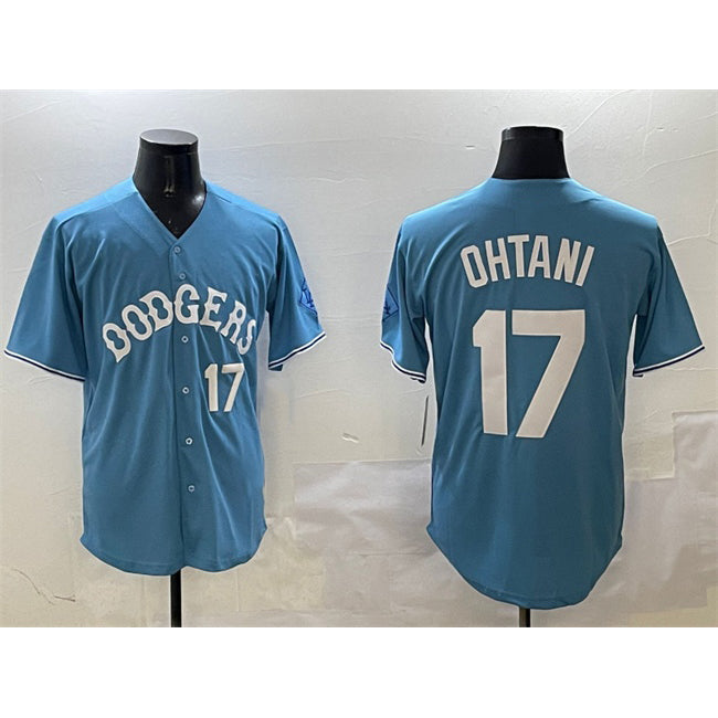Los Angeles Dodgers #17 Shohei Ohtani Light Blue MWATKINS Limited Stitched Jersey