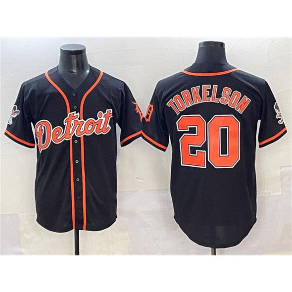 Detroit Tigers #20 Spencer Torkelson Black MWATKINS With Patch Cool Base Stitched Jersey