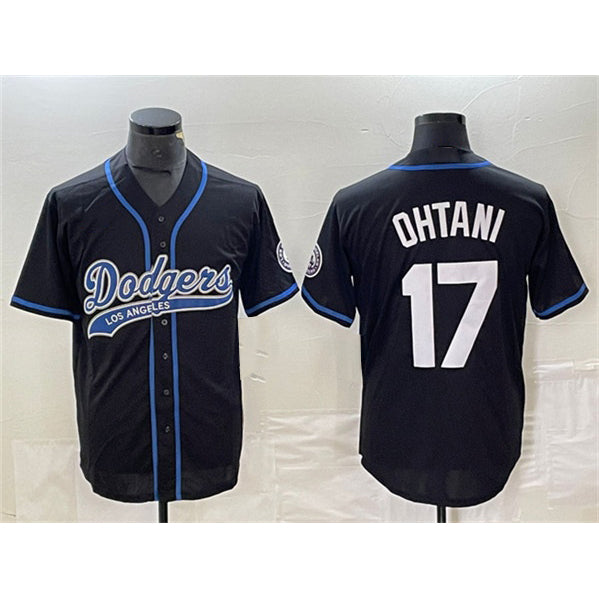 Los Angeles Dodgers #17 Shohei Ohtani Black MWATKINS Cool Base With Patch Stitched Jersey 2