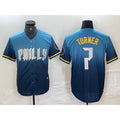 Philadelphia Phillies #7 Trea Turner Blue MWATKINS 2024 City Connect Limited Stitched Jersey