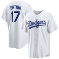 Los Angeles Dodgers #17 Shohei Ohtani White MWATKINS Home Replica Player Jersey