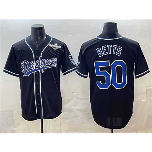 Los Angeles Dodgers #50 Mookie Betts Black MWATKINS Fashion 2025 World Series Cool Base Stitched Jersey
