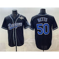 Los Angeles Dodgers #50 Mookie Betts Black MWATKINS Fashion 2025 World Series Cool Base Stitched Jersey