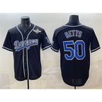 Los Angeles Dodgers #50 Mookie Betts Black MWATKINS Fashion 2025 World Series Cool Base Stitched Jersey