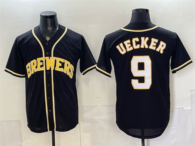 Milwaukee Brewers #9 Bob Uecker 2026 Fashion Replica Black MWATKINS Out Stitched Jersey