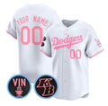 Custom Los Angeles Dodgers Active Player White Pink MWATKINS With Vin & Kobe Patch Limited Stitched Jersey