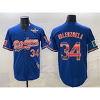 Los Angeles Dodgers #34 Fernando Valenzuela Royal MWATKINS Mexico California Patch 2025 World Series Patch Stitched Jersey