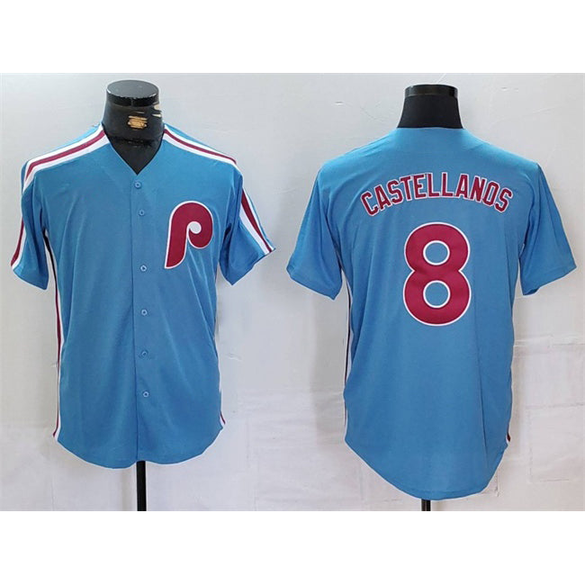 Philadelphia Phillies #8 Nick Castellanos Blue MWATKINS Cool Base Stitched Jersey