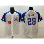 Atlanta Braves #28 Matt Olson Number White MWATKINS 2023 City Connect Flex Base Stitched Jersey