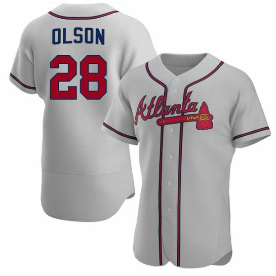 Atlanta Braves #28 Matt Olson Gray MWATKINS Flex Base Stitched Jersey