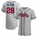 Atlanta Braves #28 Matt Olson Gray MWATKINS Flex Base Stitched Jersey